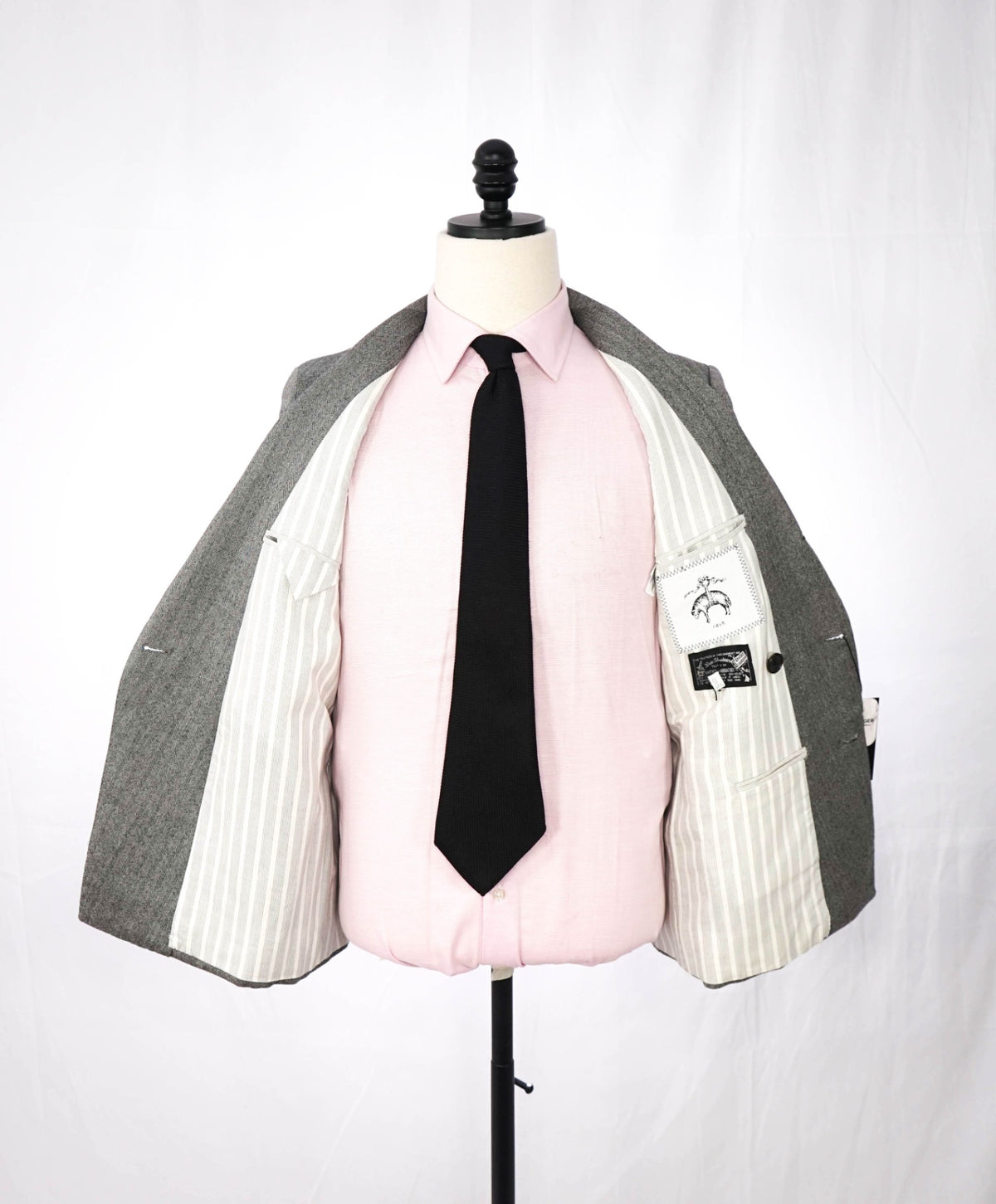 BLACK FLEECE - Gray Herringbone Double Breasted Suit- 36 US