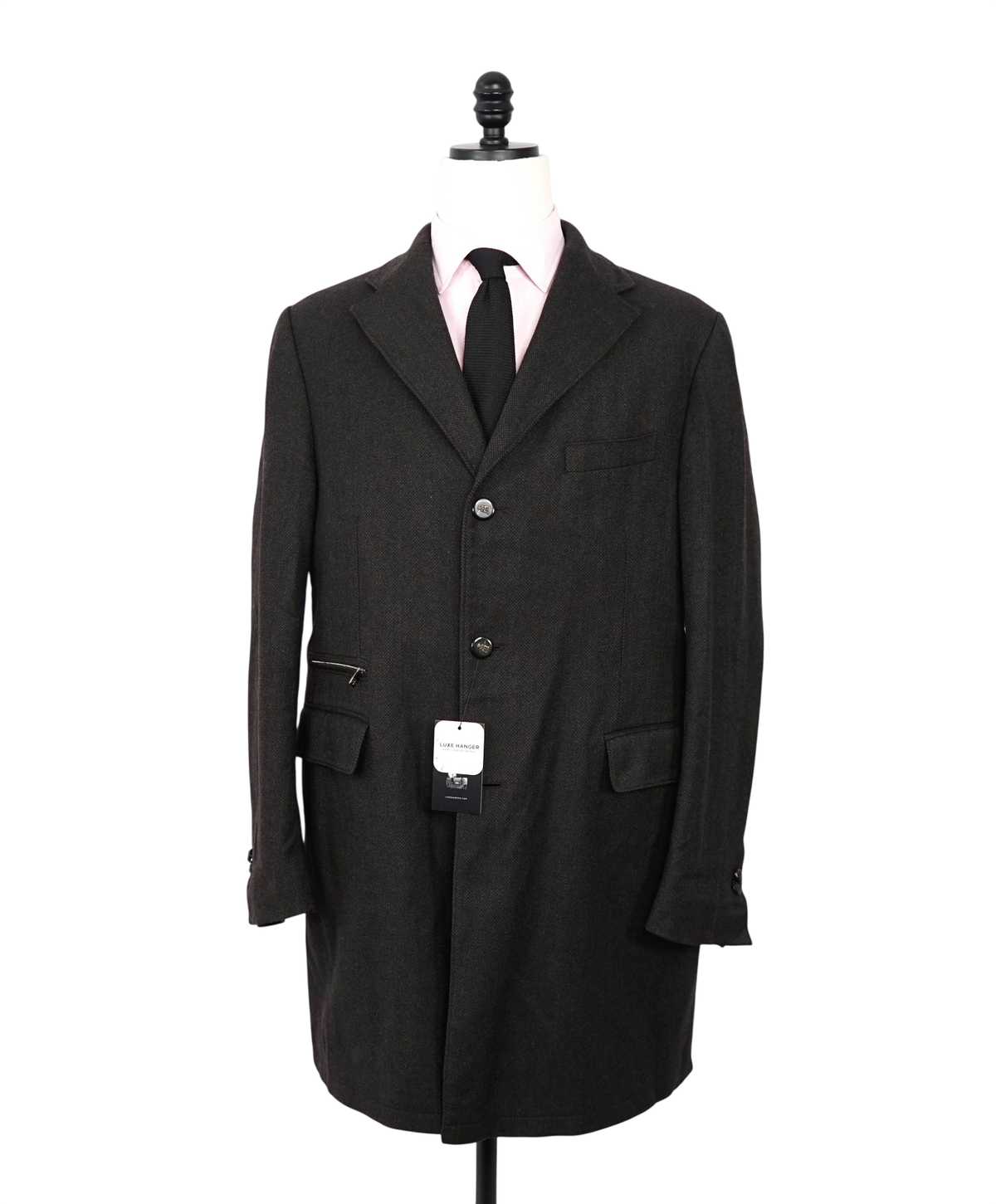 $2,395 CORNELIANI - Brown Birdseye Wool Coat - 42R