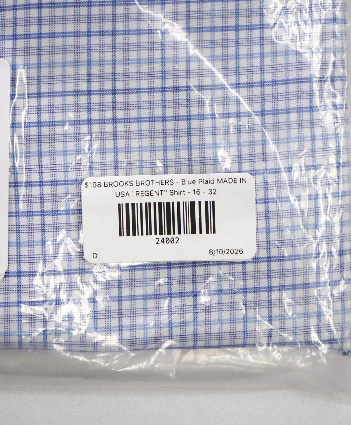 $198 BROOKS BROTHERS - Blue Plaid MADE IN USA "REGENT" Shirt - 16 - 32