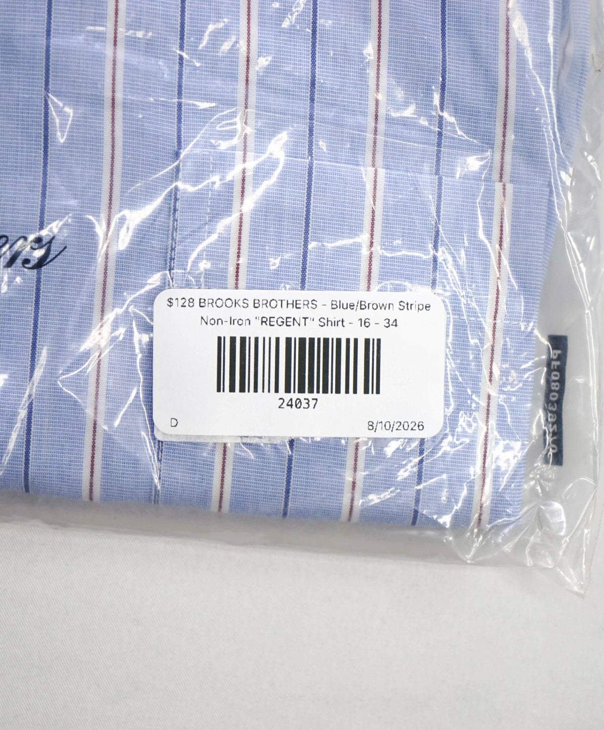 $128 BROOKS BROTHERS - Blue/Brown Stripe Non-Iron "REGENT" Shirt - 16 - 34