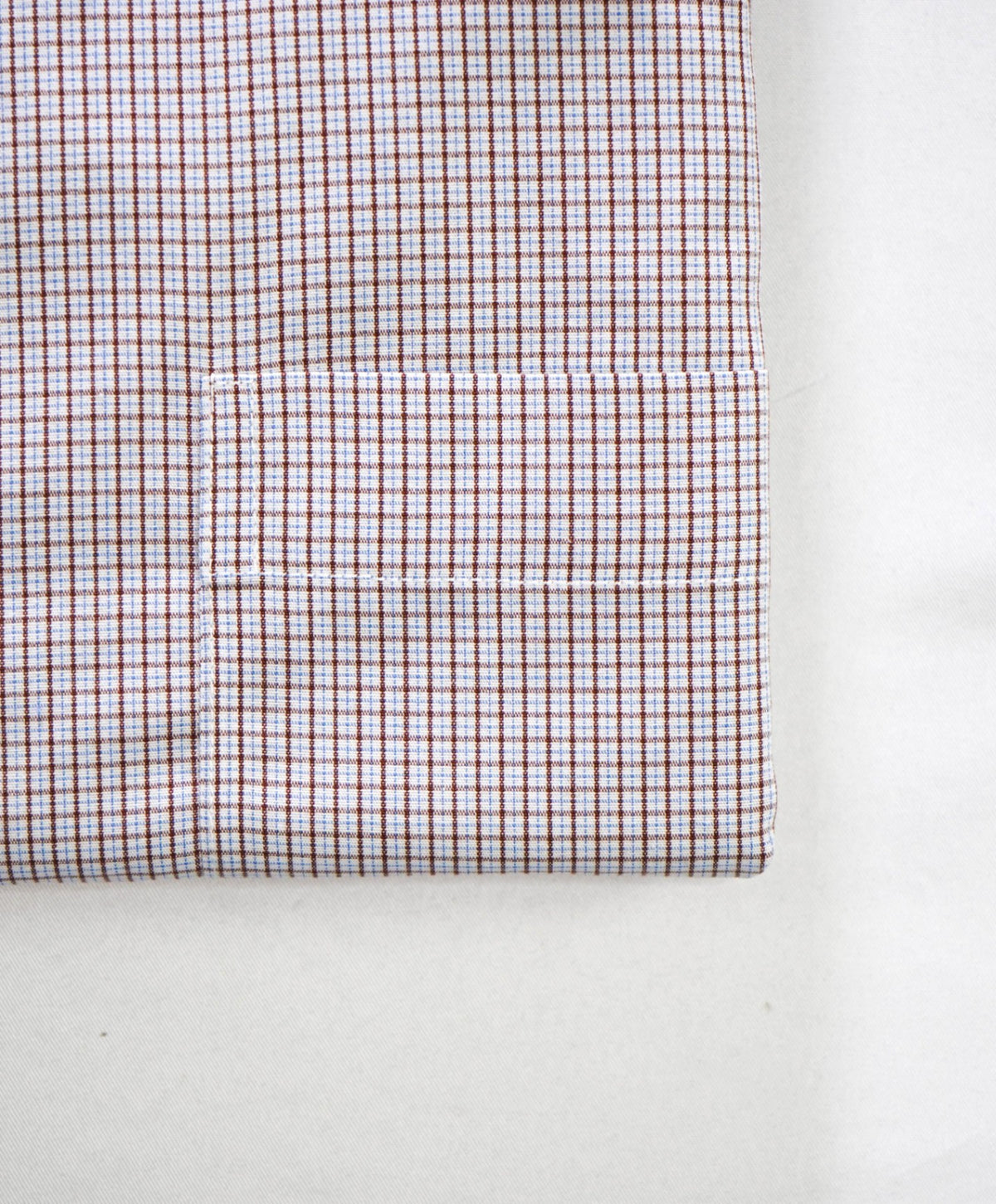 $128 BROOKS BROTHERS - Brown/Blue Micro Plaid Non-Iron "REGENT" Shirt - 15.5 - 35
