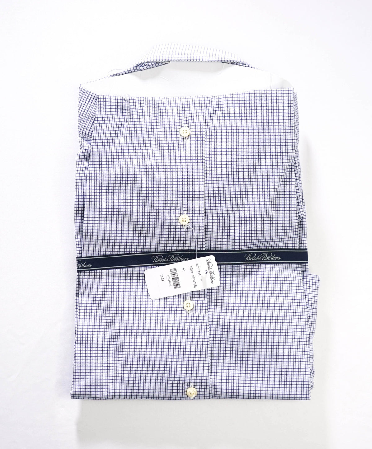 $198 BROOKS BROTHERS - Blue Micro Check MADE IN USA "REGENT" Shirt - 15 - 32