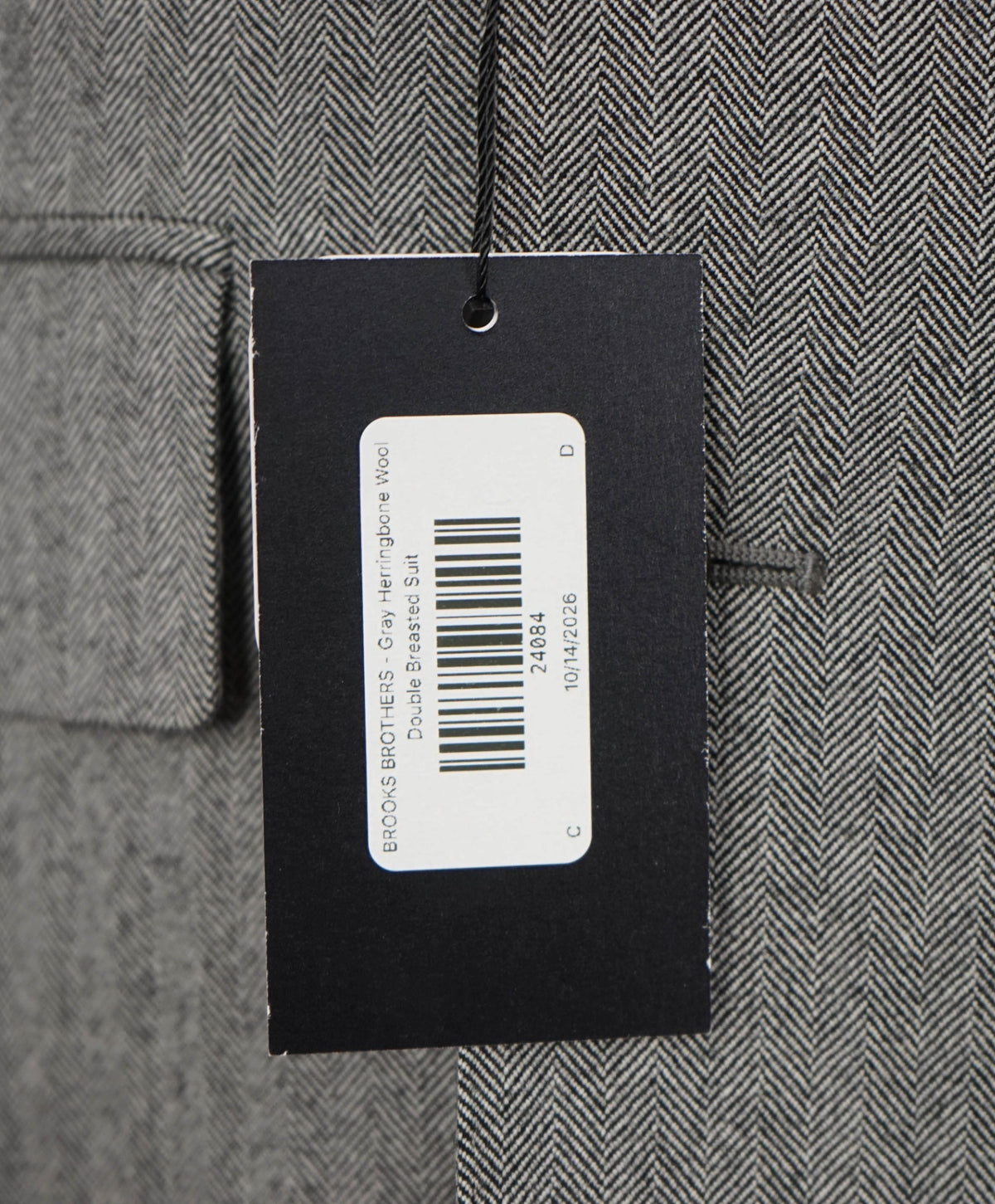 BLACK FLEECE - Gray Herringbone Double Breasted Suit- 36 US