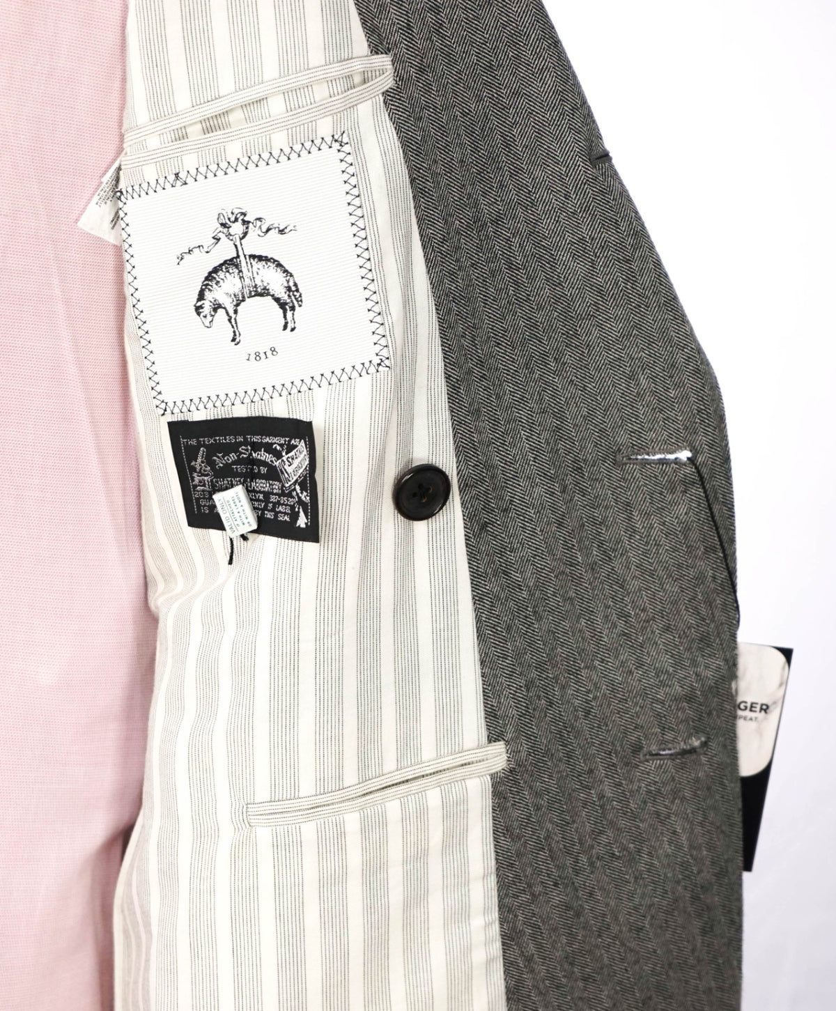 BLACK FLEECE - Gray Herringbone Double Breasted Suit- 36 US