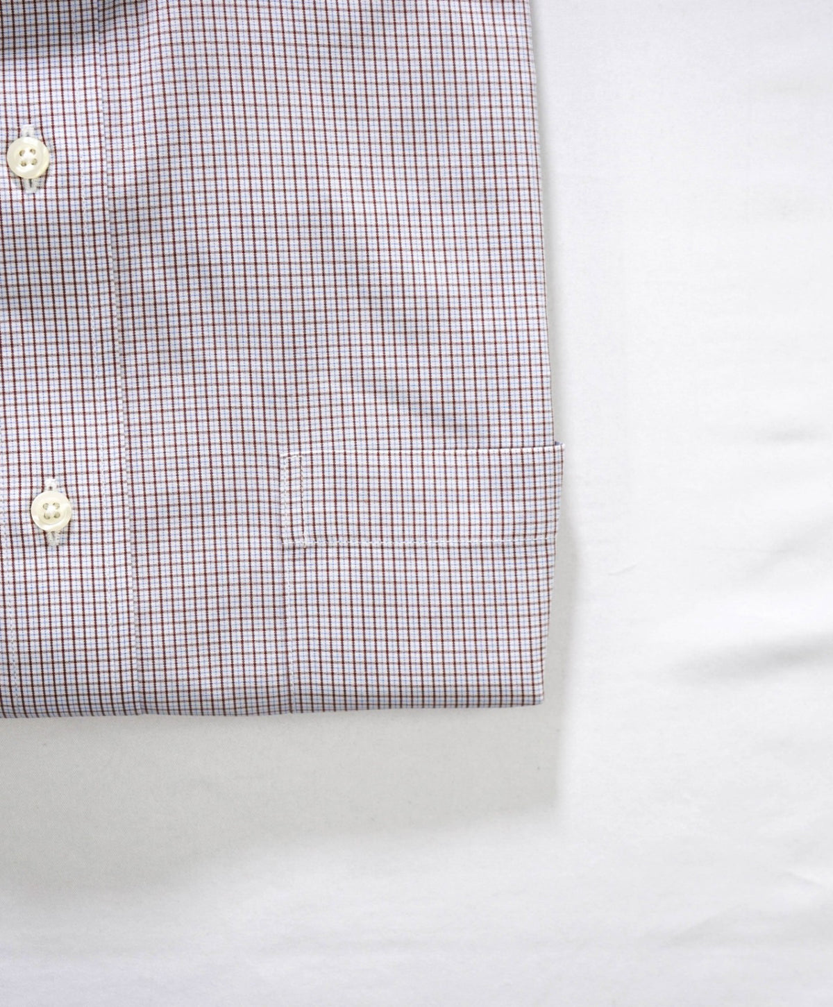 $128 BROOKS BROTHERS - Brown/Blue Micro Plaid Non-Iron "REGENT" Shirt - 17 - 35