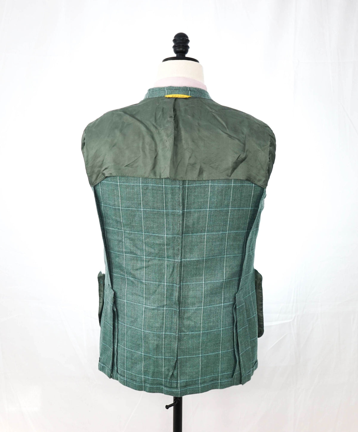 $2,095 CANALI Kei - Green Plaid Wool/Silk/Linen Blazer - 42R