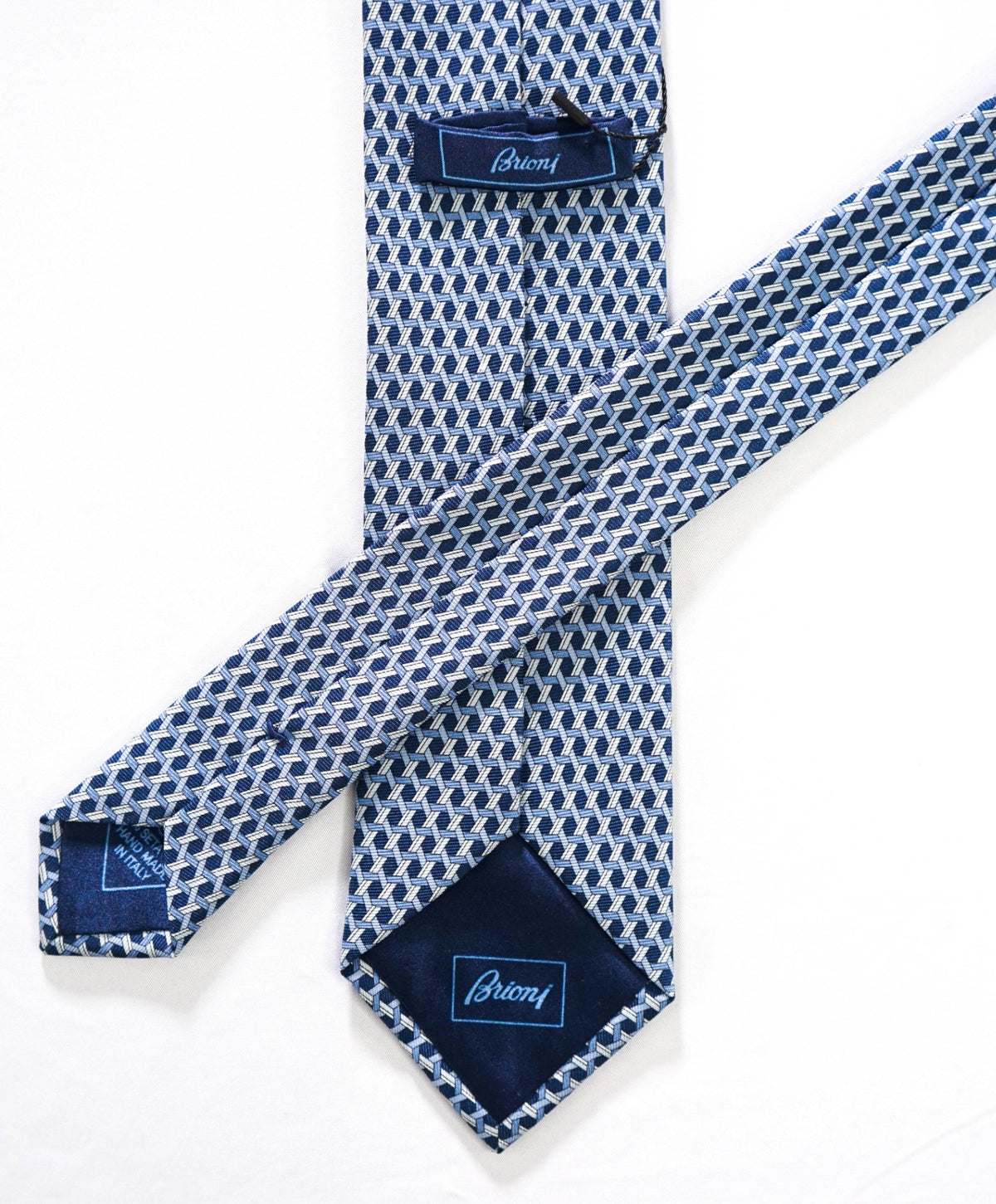 $395 BRIONI - Blue Geometric Silk - 3" Tie