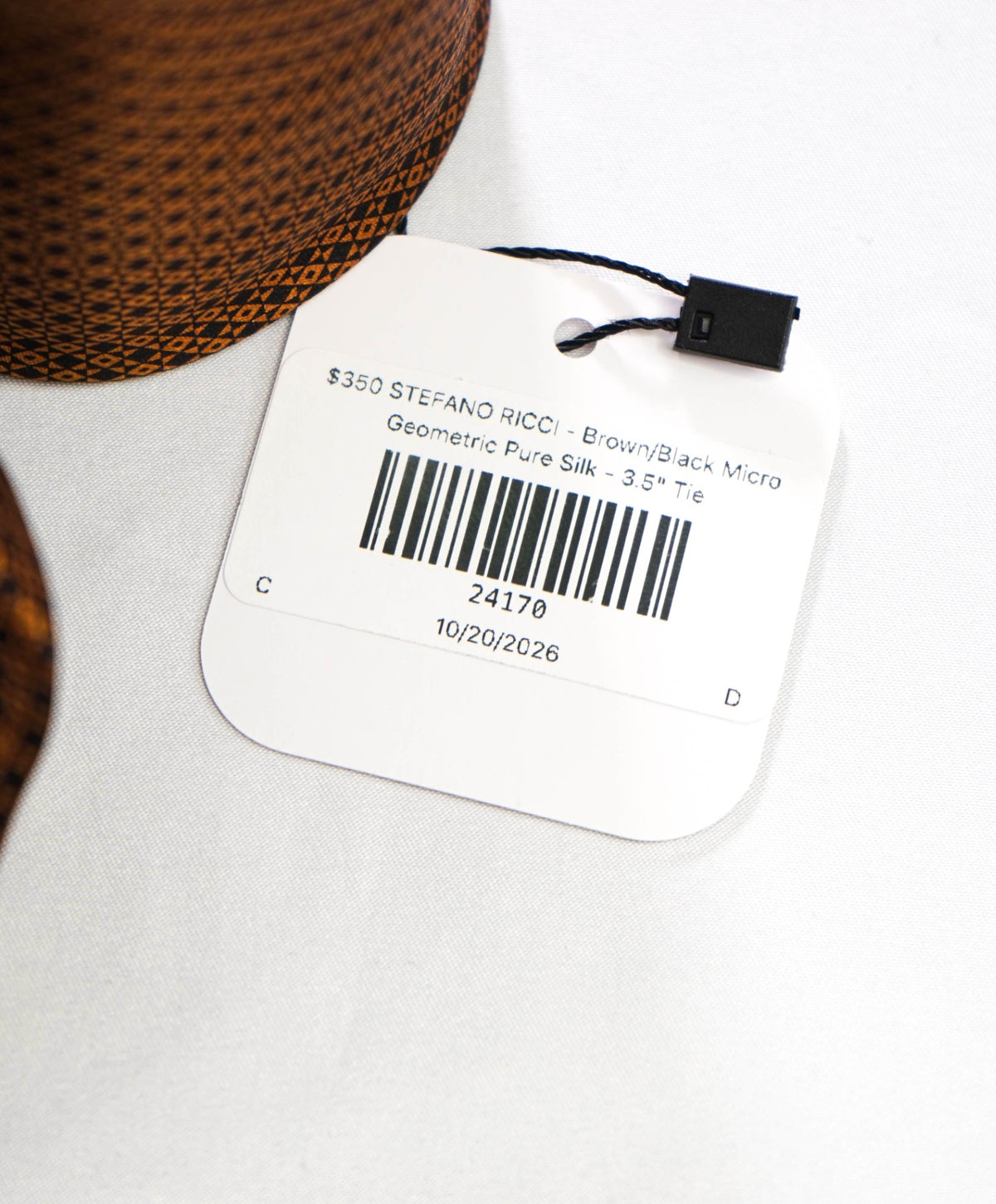 $350 STEFANO RICCI - Brown/Black Micro Geometric Pure Silk - 3.5" Tie