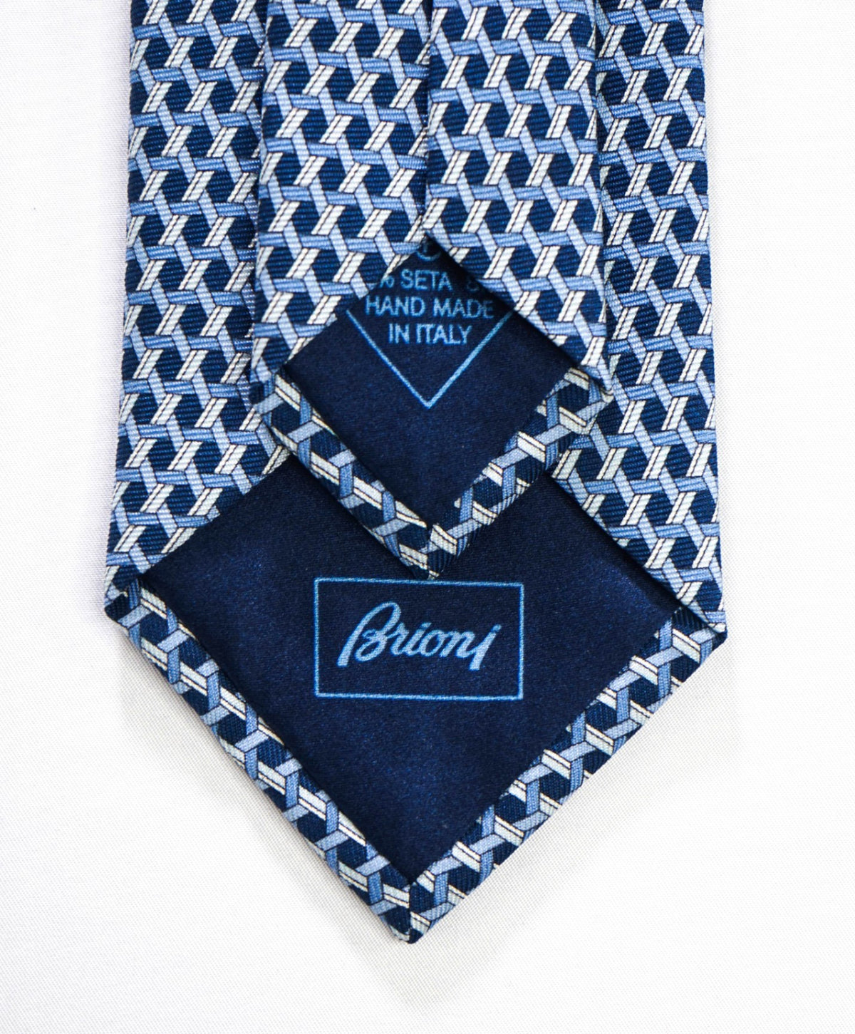 $395 BRIONI - Blue Geometric Silk - 3" Tie