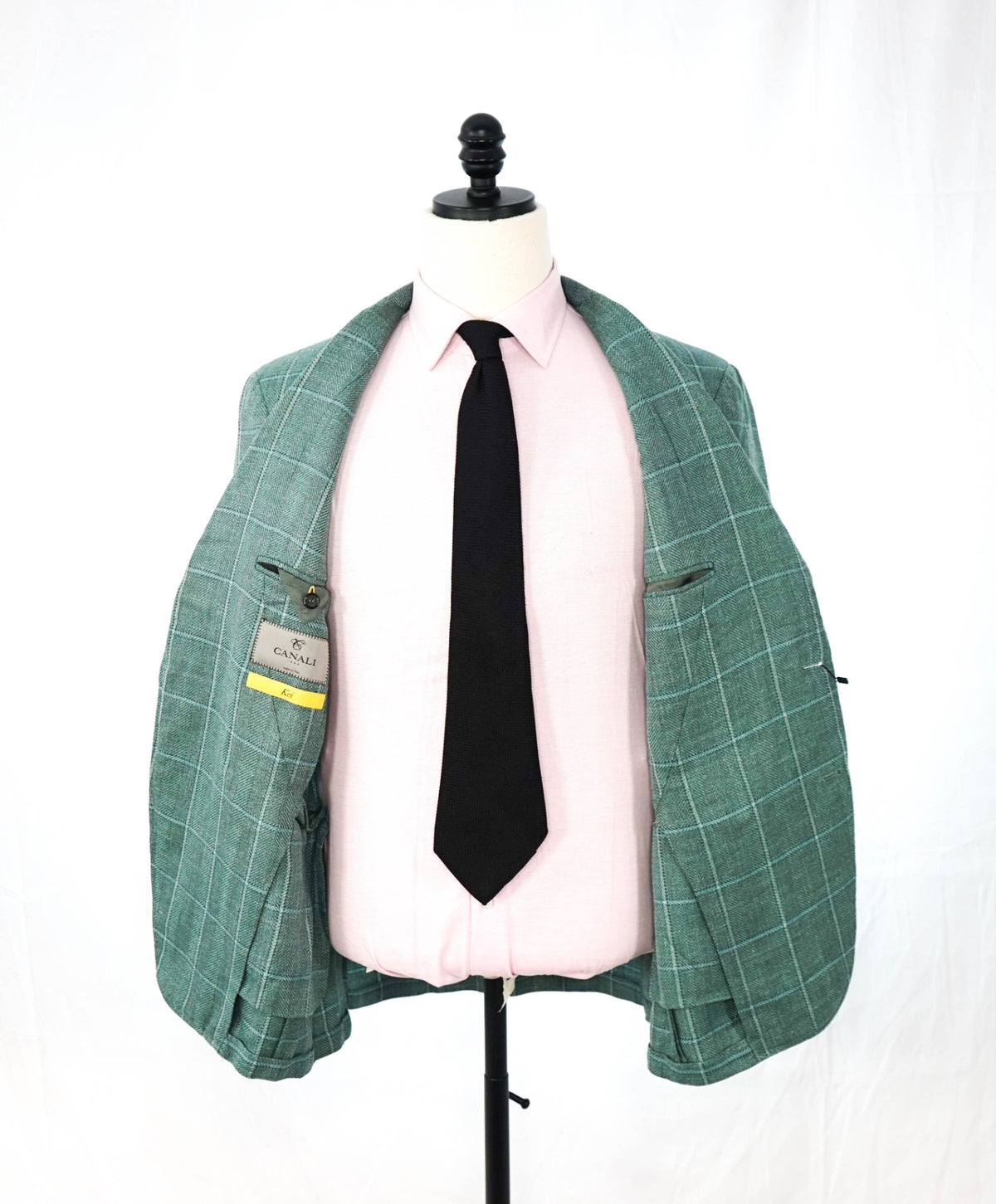 $2,095 CANALI Kei - Green Plaid Wool/Silk/Linen Blazer - 42R