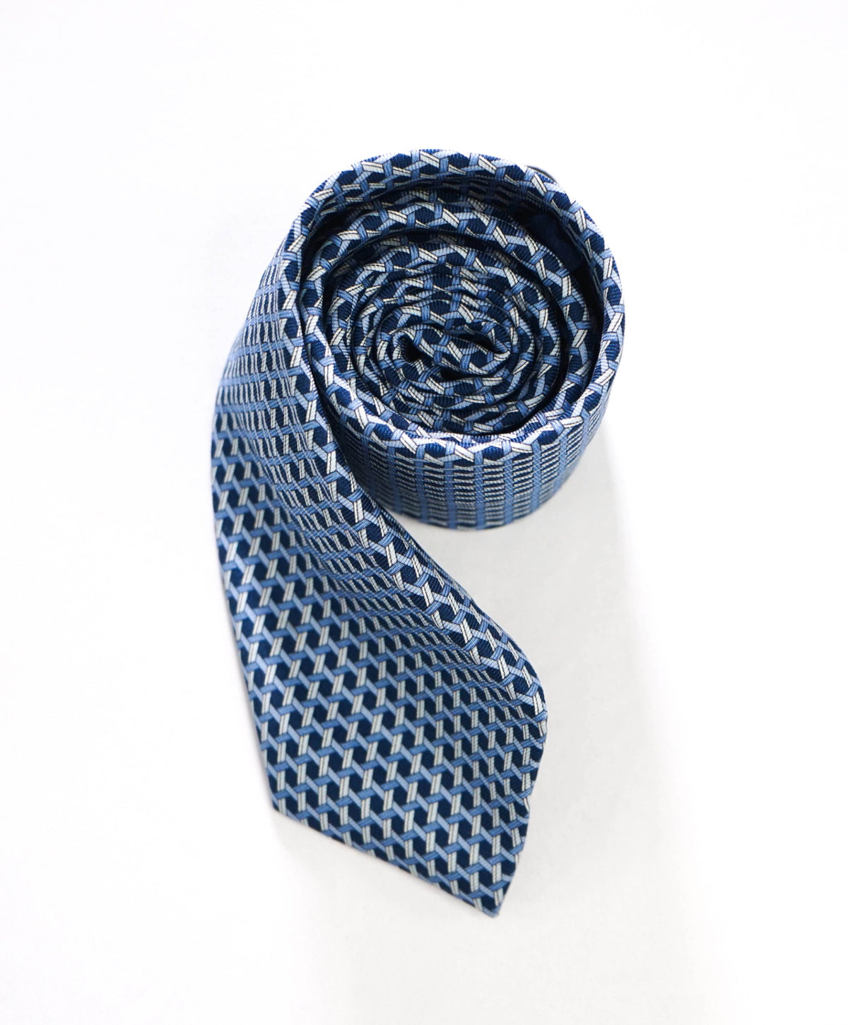 $395 BRIONI - Blue Geometric Silk - 3" Tie