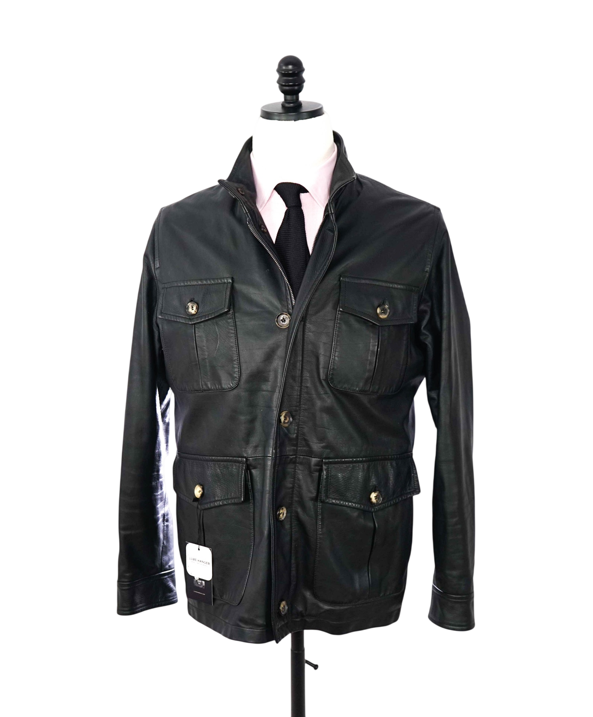 $7,000 ISAIA - Black Leather Jacket - 40R