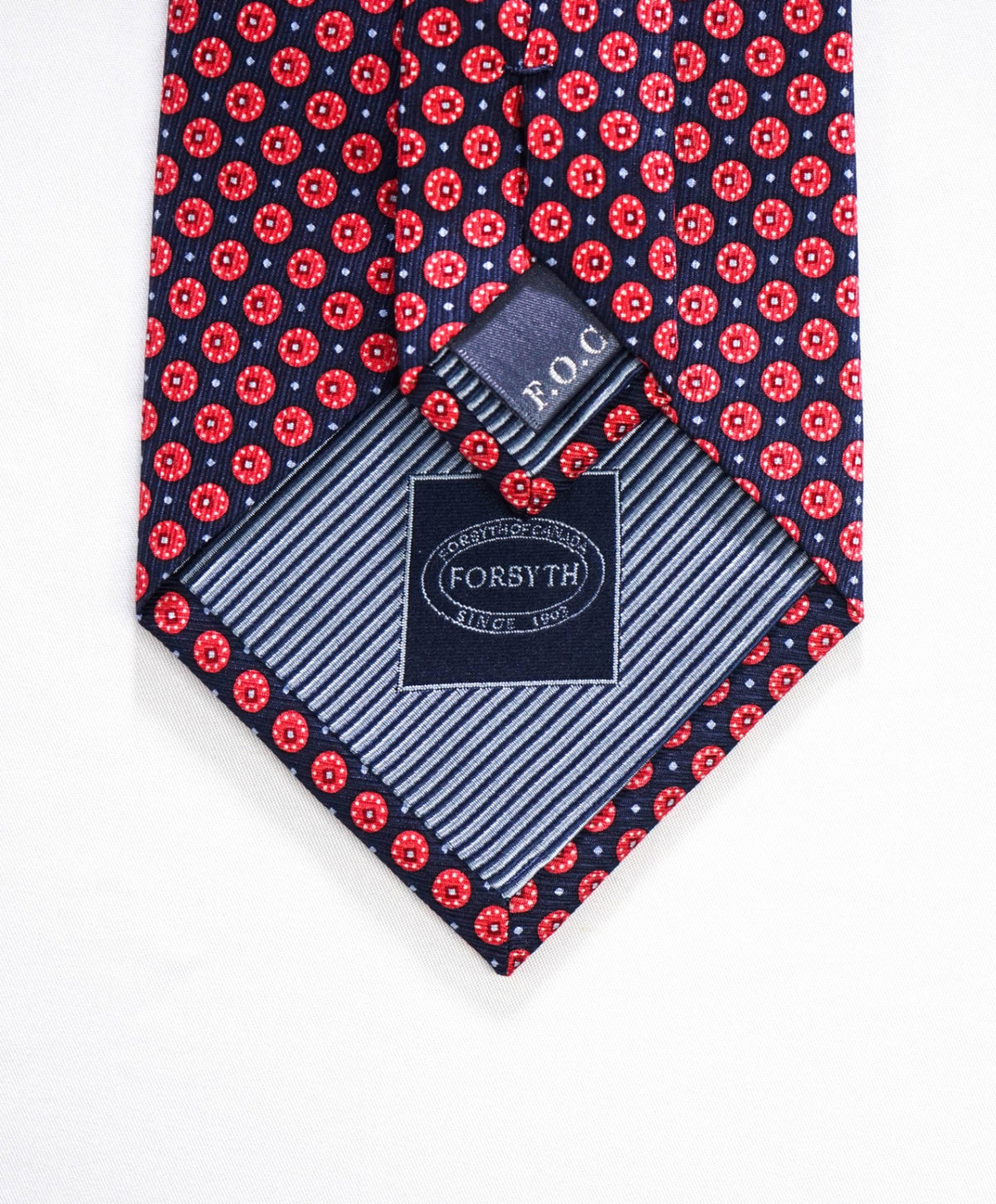 FORSYTH OF CANADA - Printed Silk Navy/Red Silk - 3.75" Tie