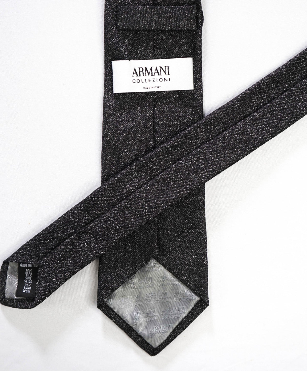 $245 ARMANI COLLEZIONI - Dark Gray Textured Silk/Wool - 2.75" Tie