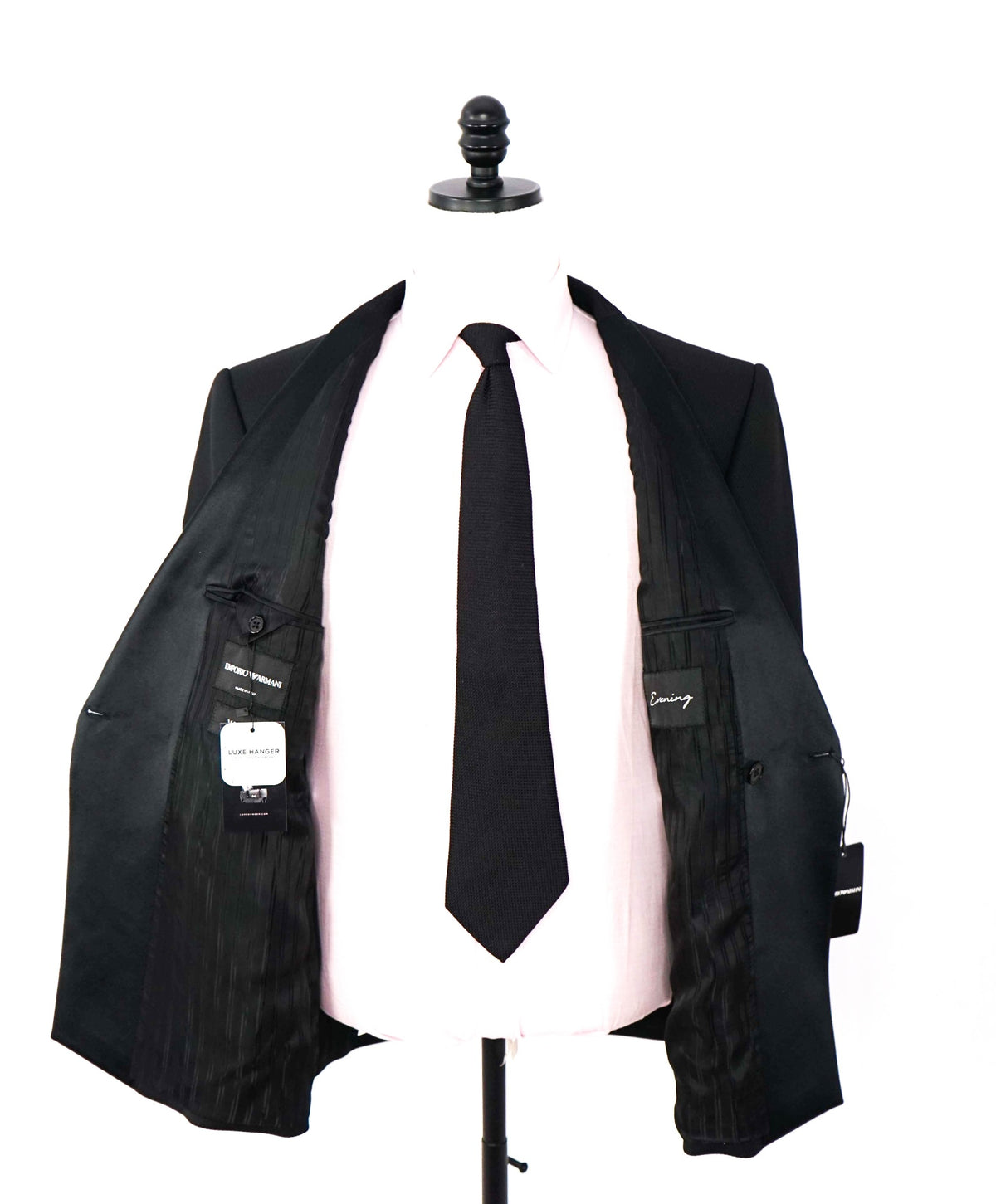 $2,495 EMPORIO ARMANI - Black Double Breasted Tuxedo - 44R