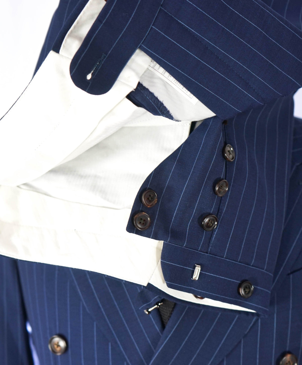 $1,199 SUITSUPPLY - Navy Pinstripe Wool Double Breasted Suit - 32R US