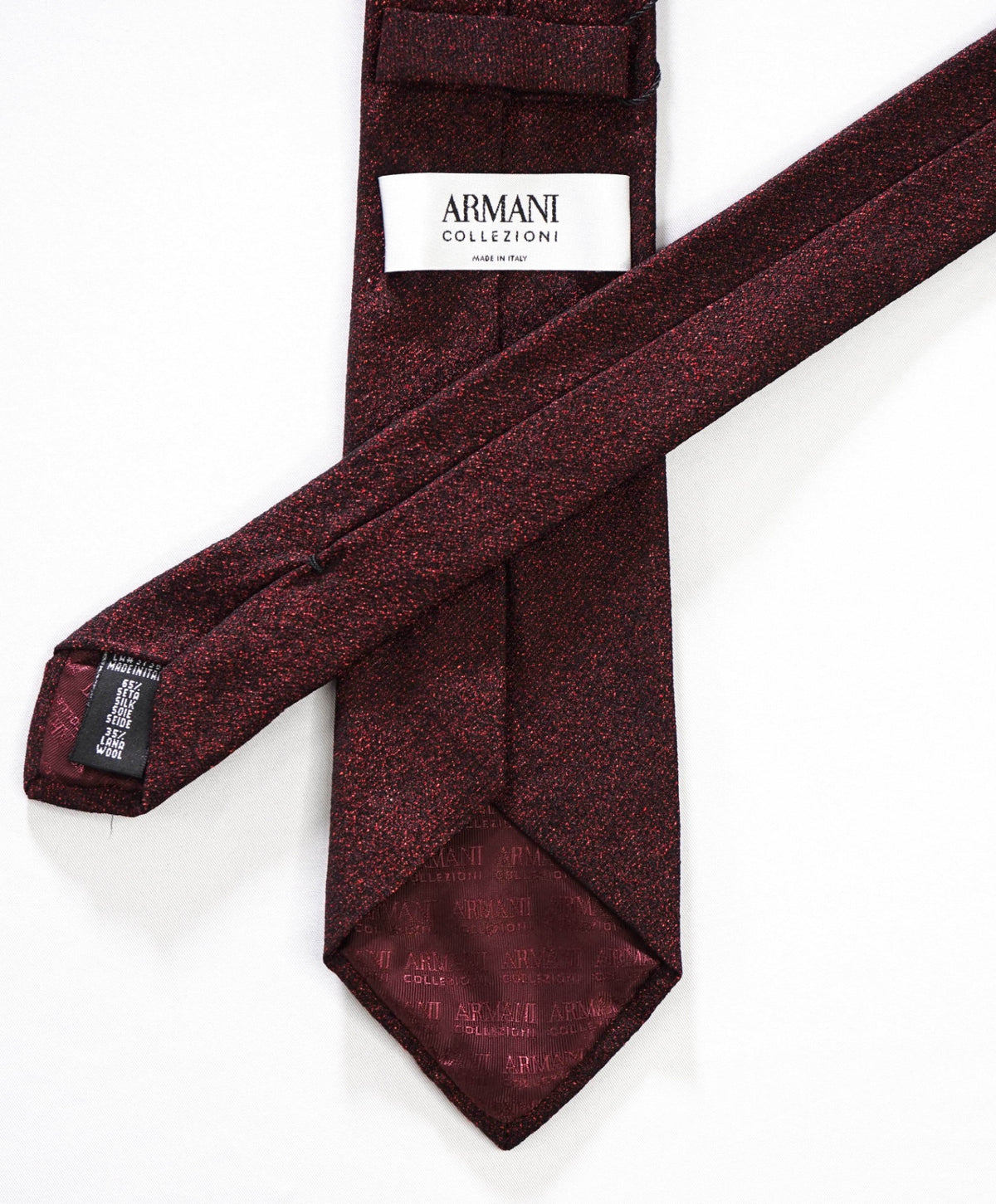 $245 ARMANI COLLEZIONI - Red Textured Silk/Wool - 2.75" Tie