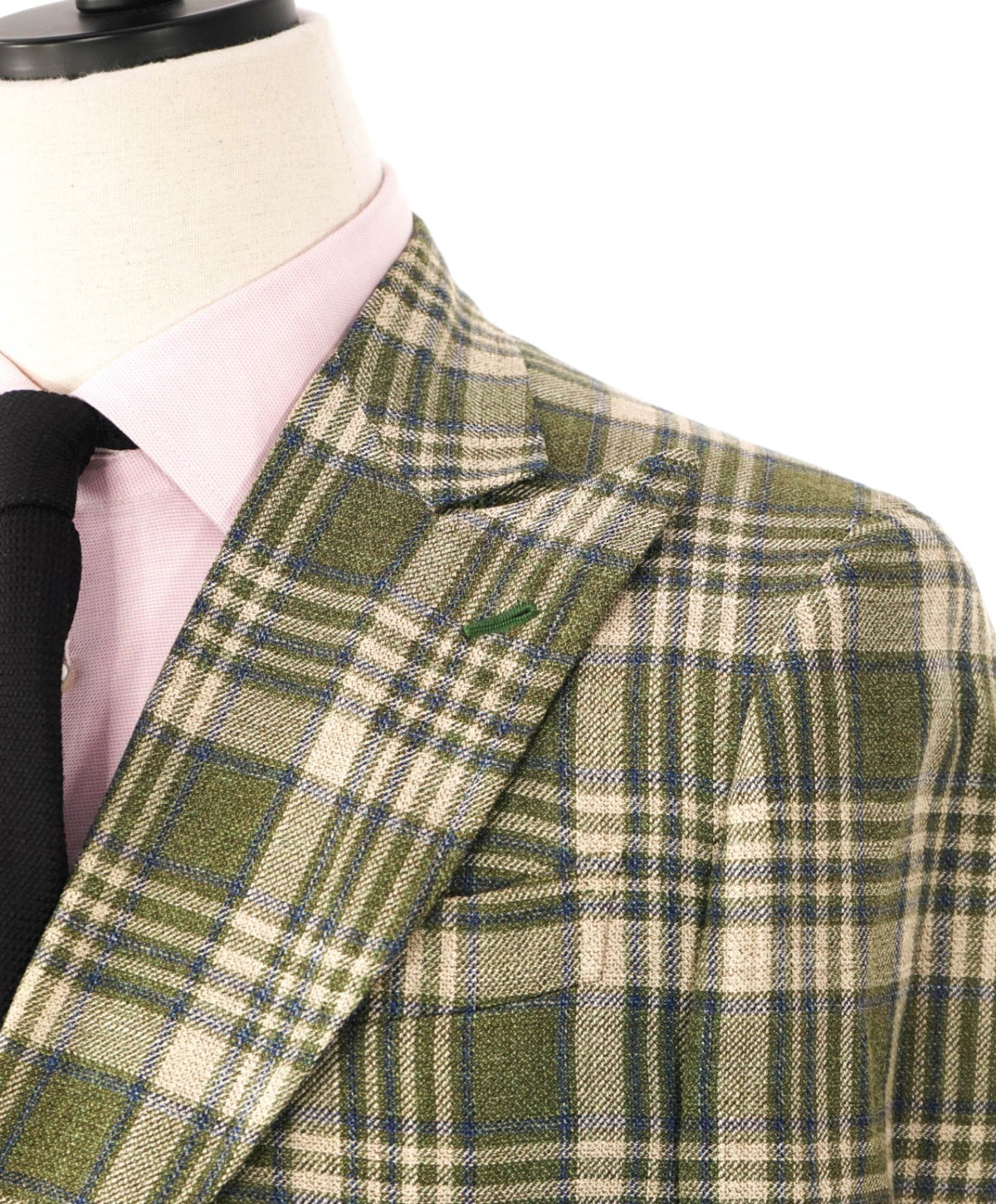 $5,225 ISAIA - Green Wool/Silk/Linen Double Breasted Blazer - 36R