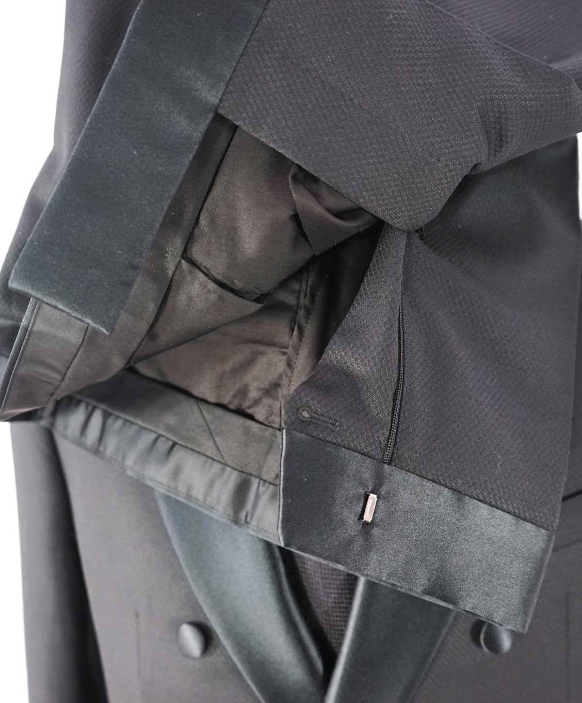 $2,495 EMPORIO ARMANI - Black Double Breasted Tuxedo - 44R