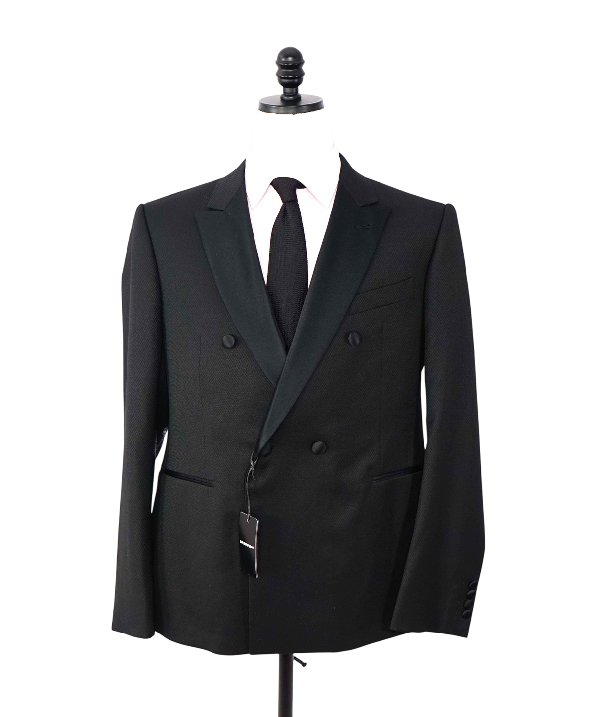 $2,495 EMPORIO ARMANI - Black Double Breasted Tuxedo - 44R
