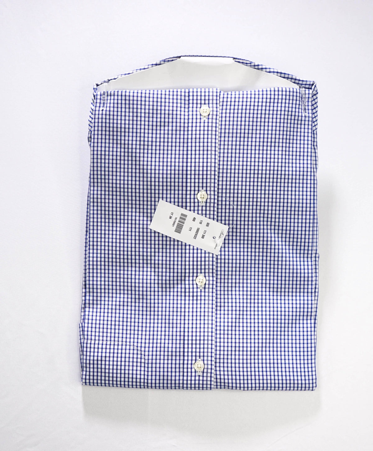 $128 BROOKS BROTHERS - Blue Gingham Non-Iron "REGENT" Shirt - 17 - 34