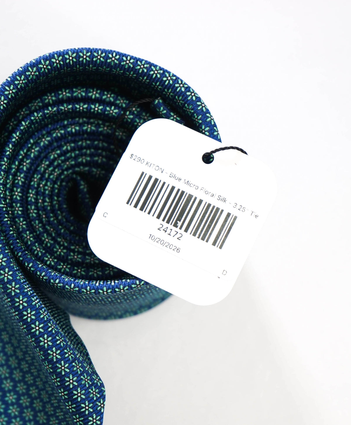 $290 KITON - Blue Micro Floral Silk - 3.25" Tie