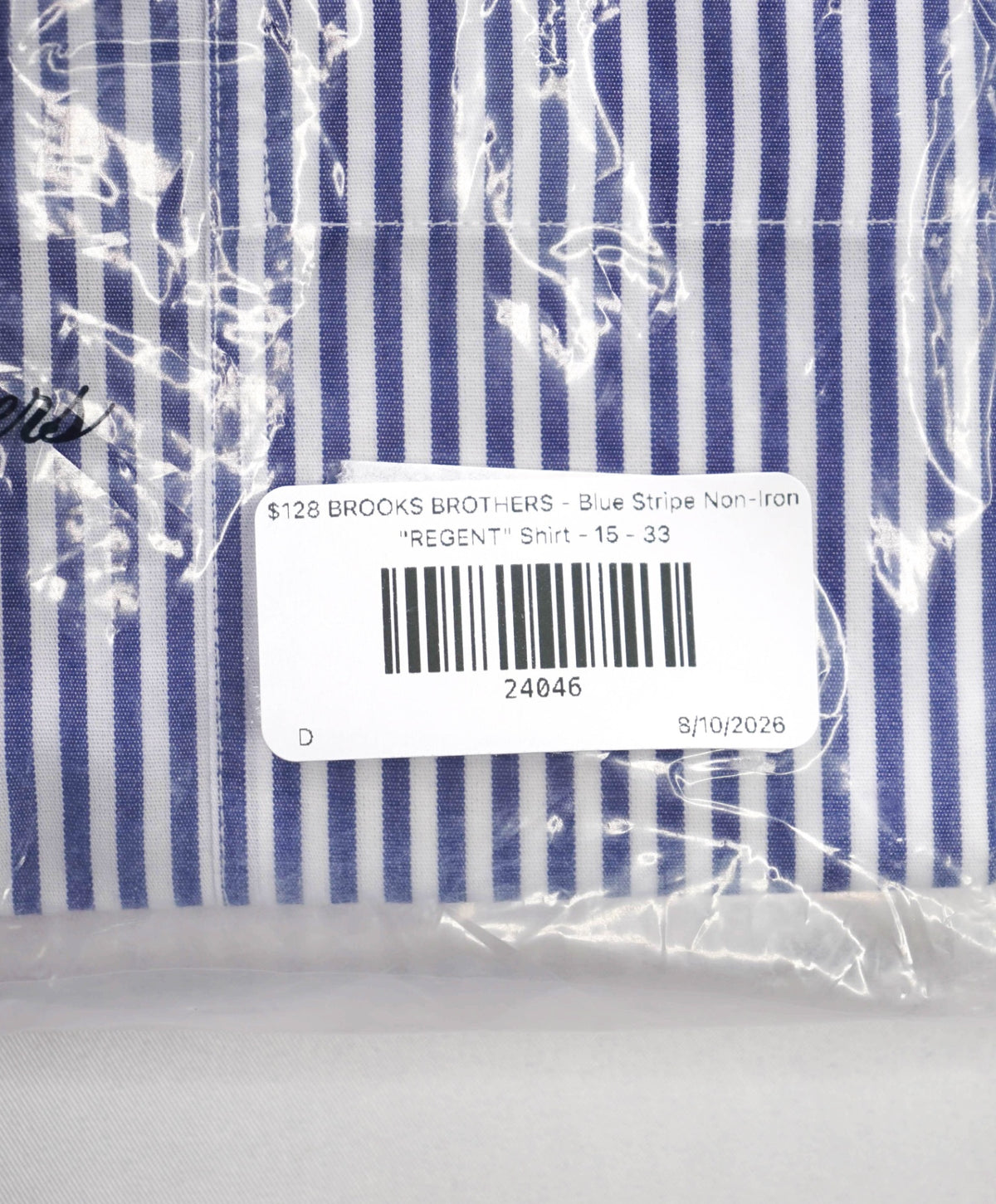 $128 BROOKS BROTHERS - Blue Stripe Non-Iron "REGENT" Shirt - 15 - 33
