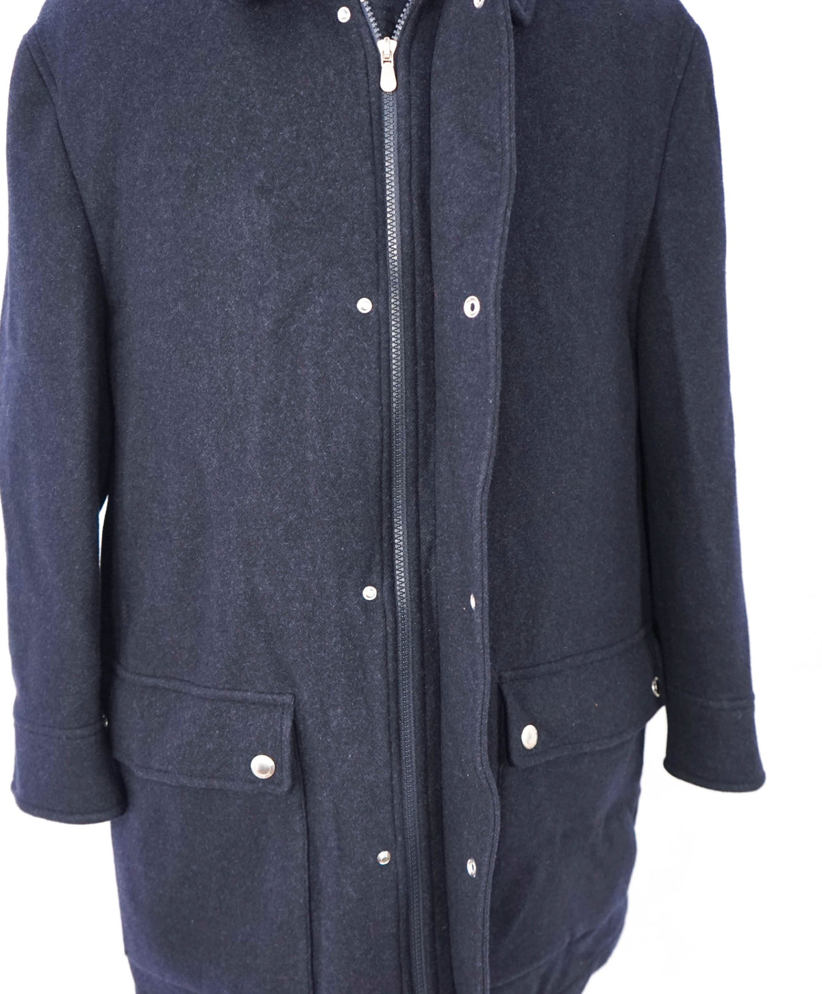 $7,995 BRUNELLO CUCINELLI - Navy Blue Wool Overcoat - 3XL