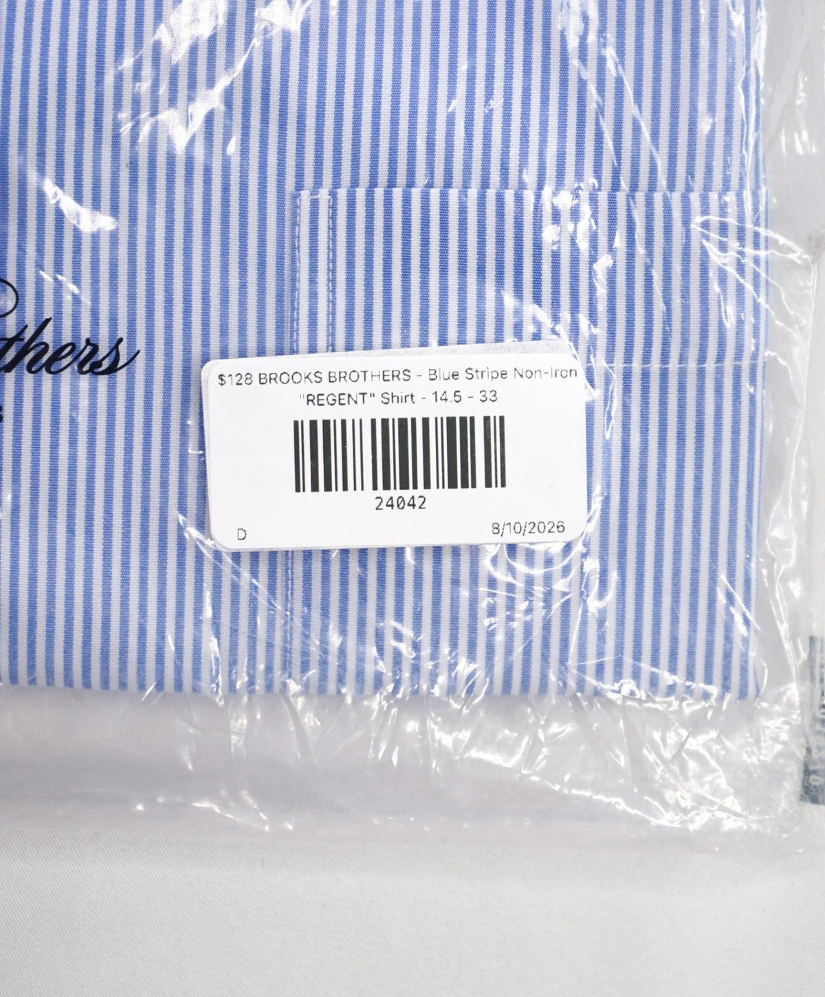 $128 BROOKS BROTHERS - Blue Stripe Non-Iron "REGENT" Shirt - 14.5 - 33