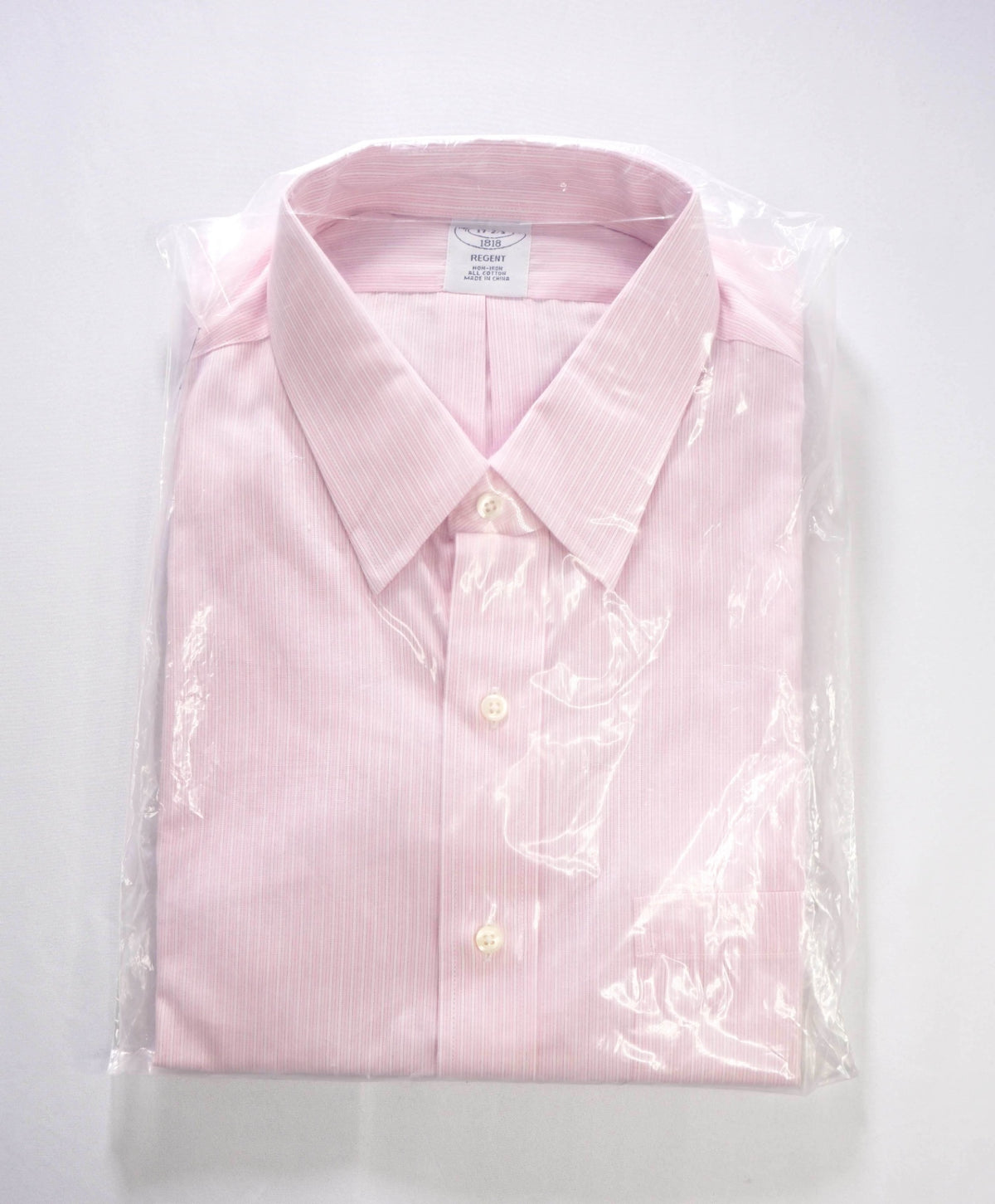 $128 BROOKS BROTHERS - Pink Stripe Non-Iron "REGENT" Shirt - 17 - 32/33