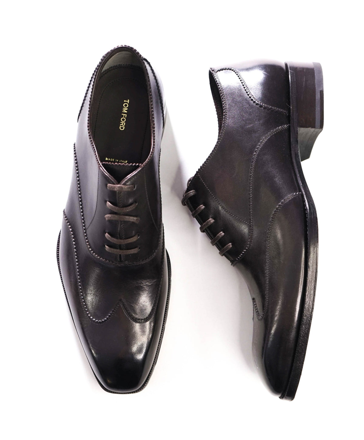 $2,323 TOM FORD - Brown Leather Wingtip Oxfords  - US 11 (10.5 TF)