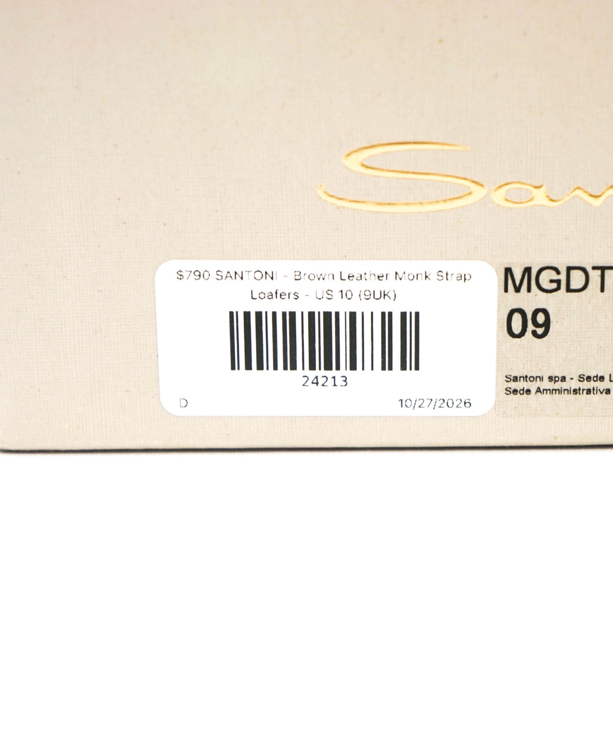 $790 SANTONI - Brown Leather Monk Strap Loafers - US 10 (9UK)