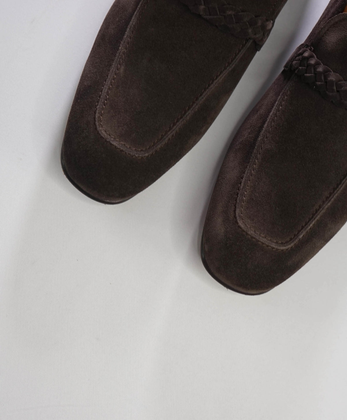 $2,393 TOM FORD - Brown Suede Braided Strap Loafers - US 12 (11.5 TF)