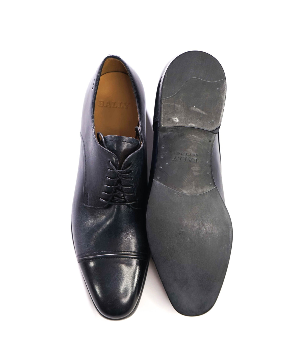 $1,200 BALLY - Dark Navy Leather Derby - US 10.5 (9.5UK)