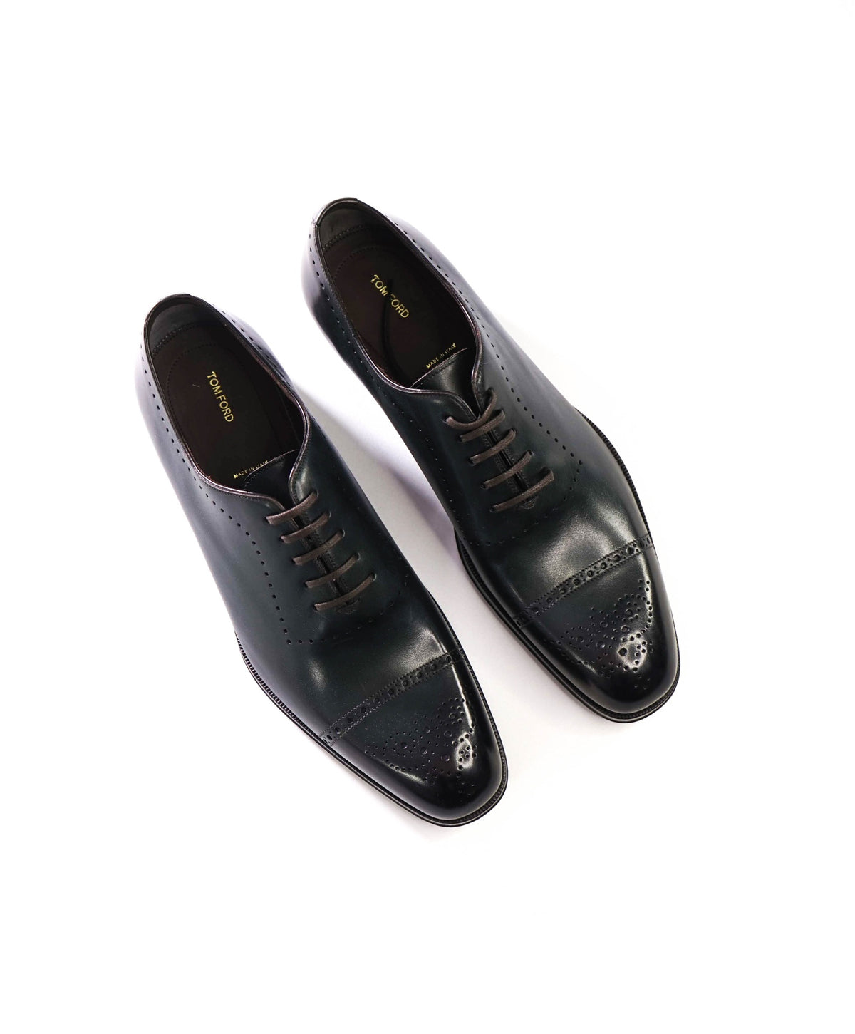 $1,890 TOM FORD - Green Leather Oxfords  - US 11 (10.5 TF)