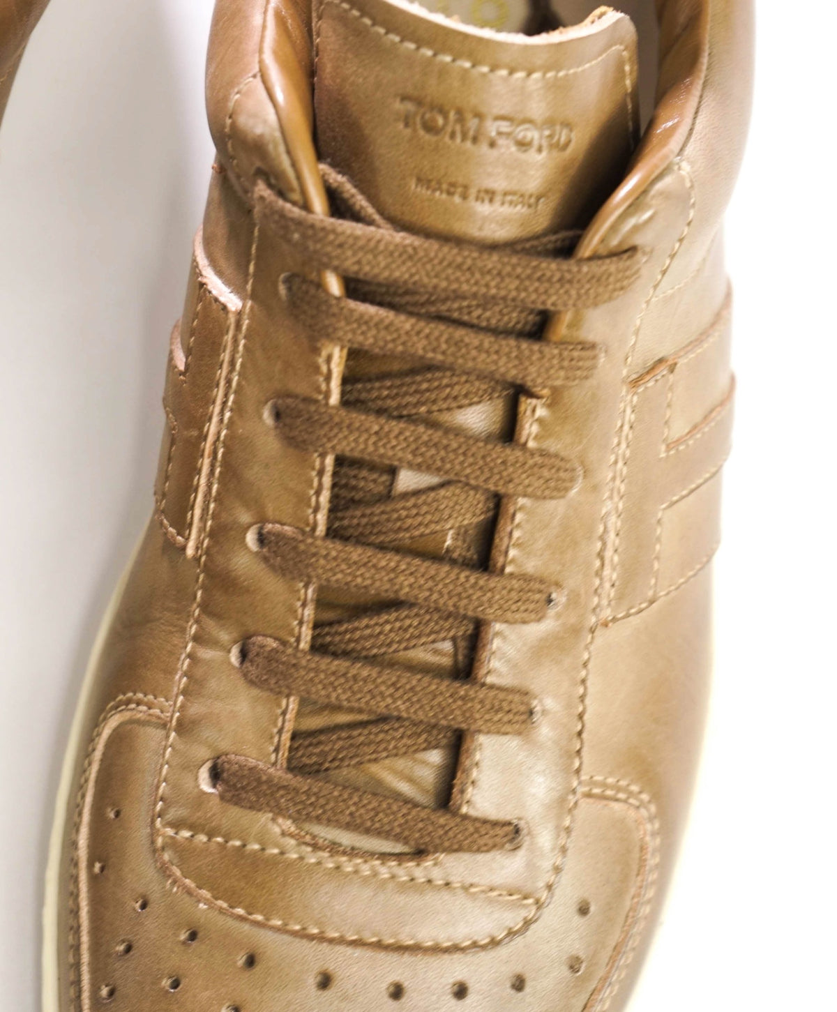 $1,100 TOM FORD - Brown Leather Sneakers  - US 12 (11.5 TF)
