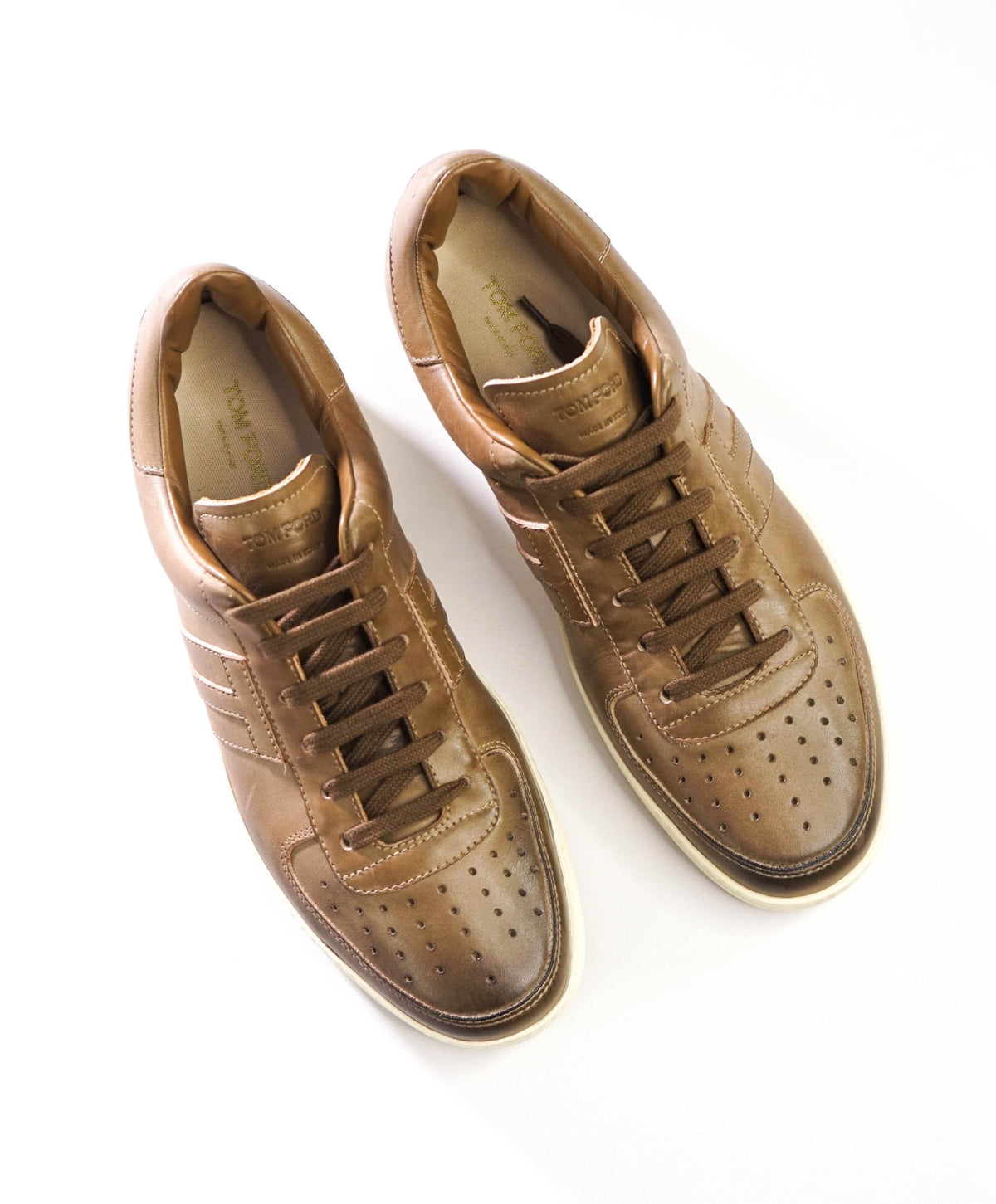 $1,100 TOM FORD - Brown Leather Sneakers  - US 12 (11.5 TF)
