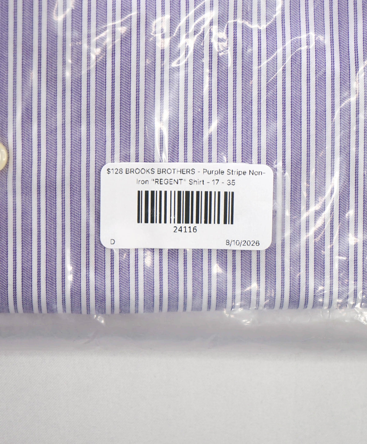 $128 BROOKS BROTHERS - Purple Stripe Non-Iron "REGENT" Shirt - 17 - 35
