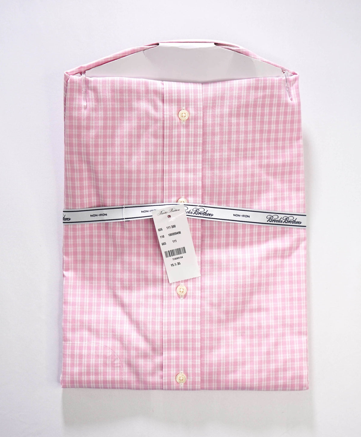 $128 BROOKS BROTHERS - Pink Plaid Non-Iron "REGENT" Shirt - 15.5 - 35