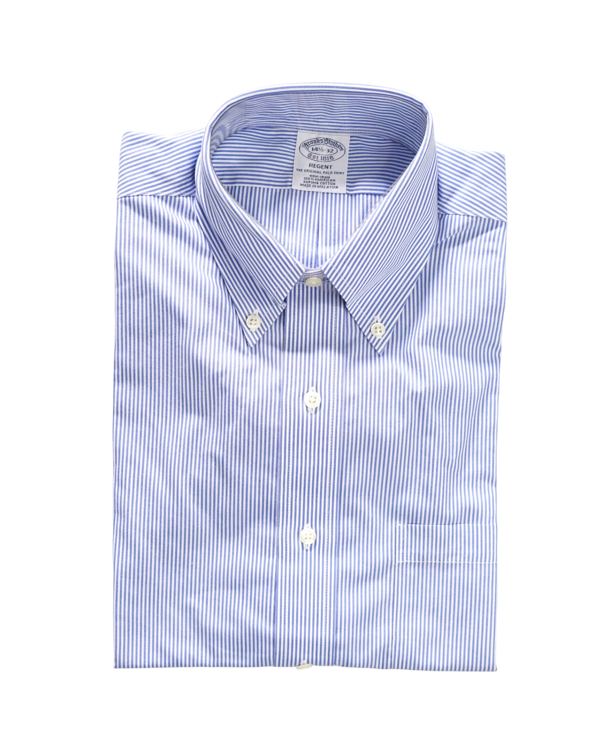 $128 BROOKS BROTHERS - Blue Stripe Non-Iron "REGENT" Shirt - 14.5 - 32