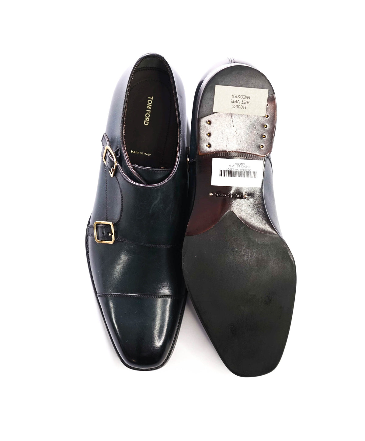 $2,450 TOM FORD - Green Leather Monk Straps  - US 11 (10.5 TF)