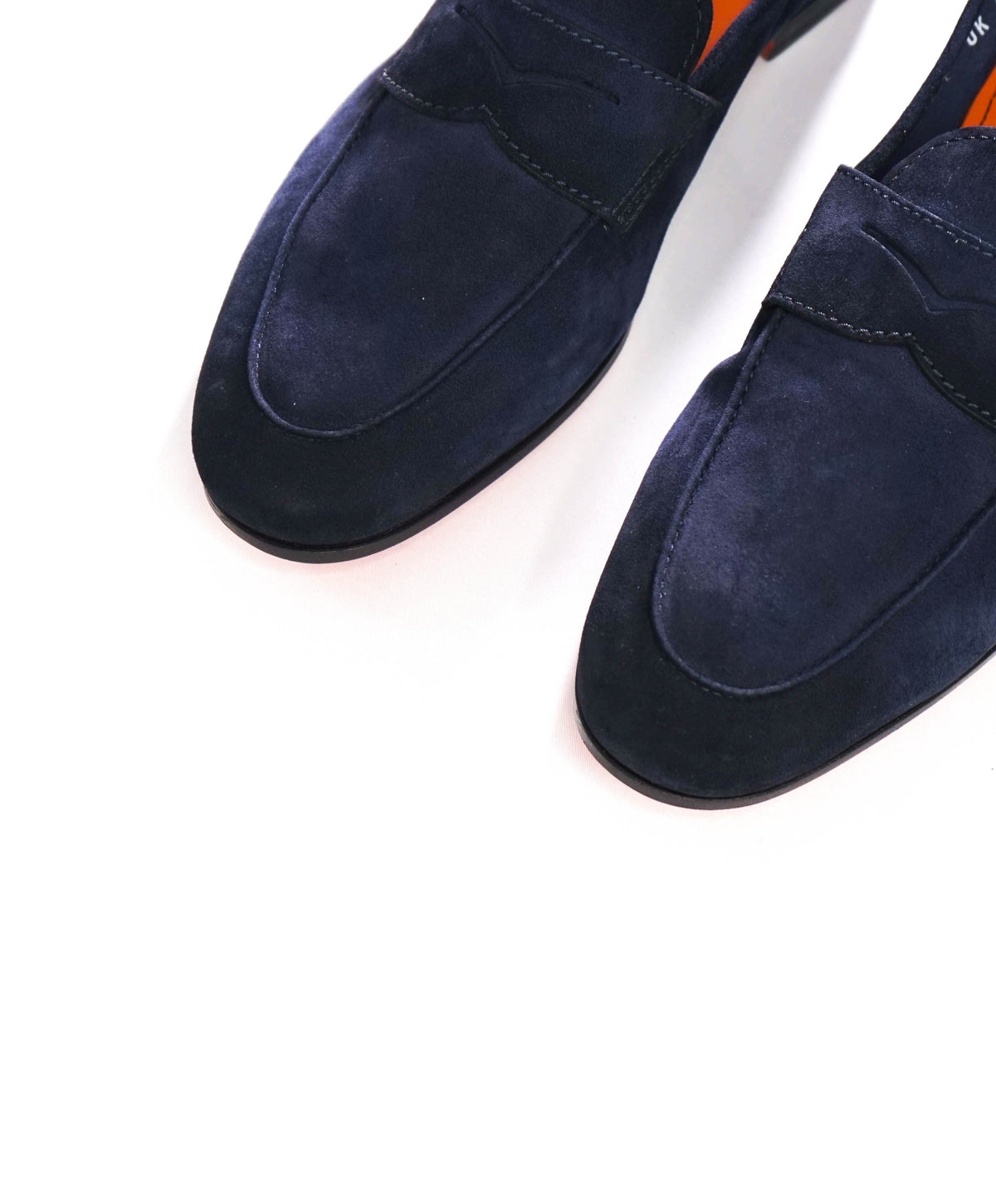 $1,040 SANTONI - GOODYEAR Navy Blue Suede Loafers - US 9 (UK8)