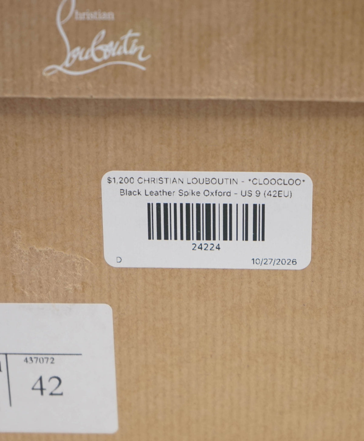 $1,200 CHRISTIAN LOUBOUTIN - *CLOOCLOO* Black Leather Spike Oxford - US 9 (42EU)