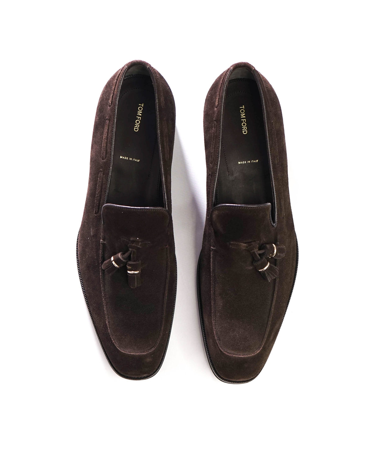 $2,323 TOM FORD - Brown Suede Tassel Loafers - US 11 (10.5 TF)