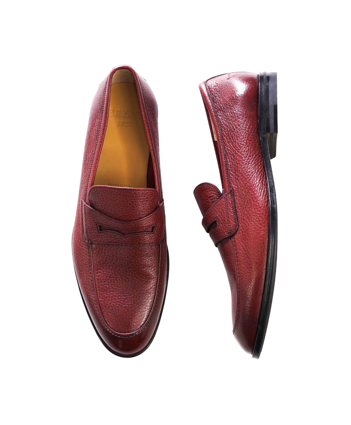 $750 BALLY - Oxblood Leather Penny Loafers - US 9 (8UK)