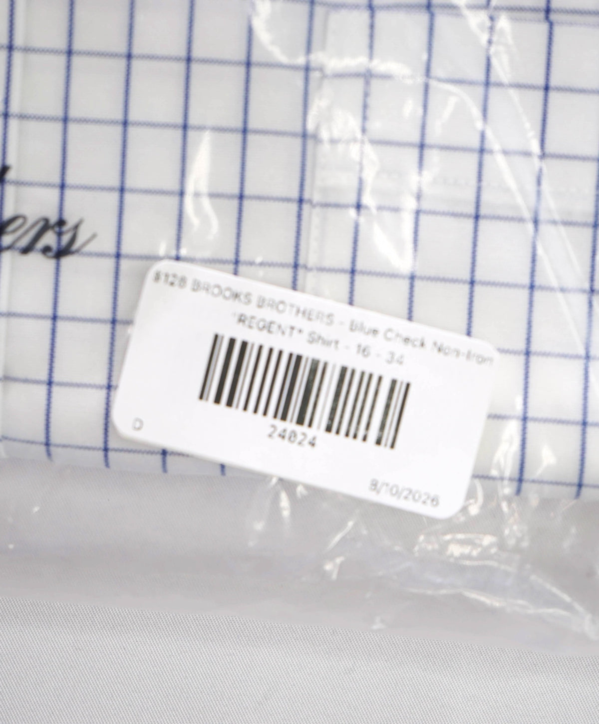 $128 BROOKS BROTHERS - Blue Check Non-Iron "REGENT" Shirt - 16 - 34