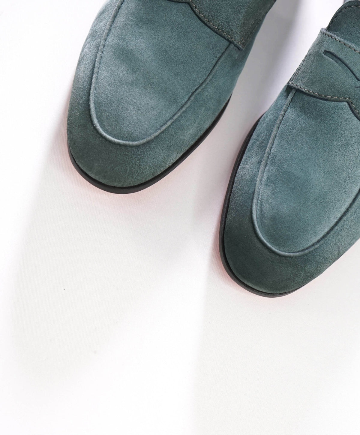 $1,040 SANTONI - GOODYEAR Cyan Blue Suede Loafers - US 9.5 (UK8.5)