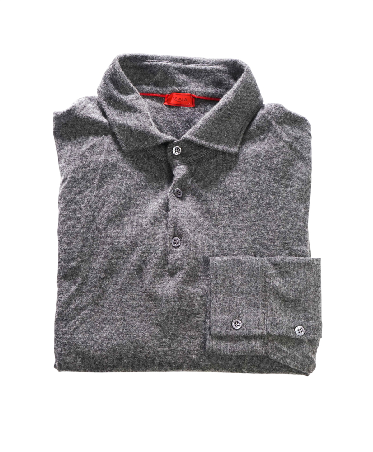 ISAIA - Gray Long Sleeve Polo Shirt - XL