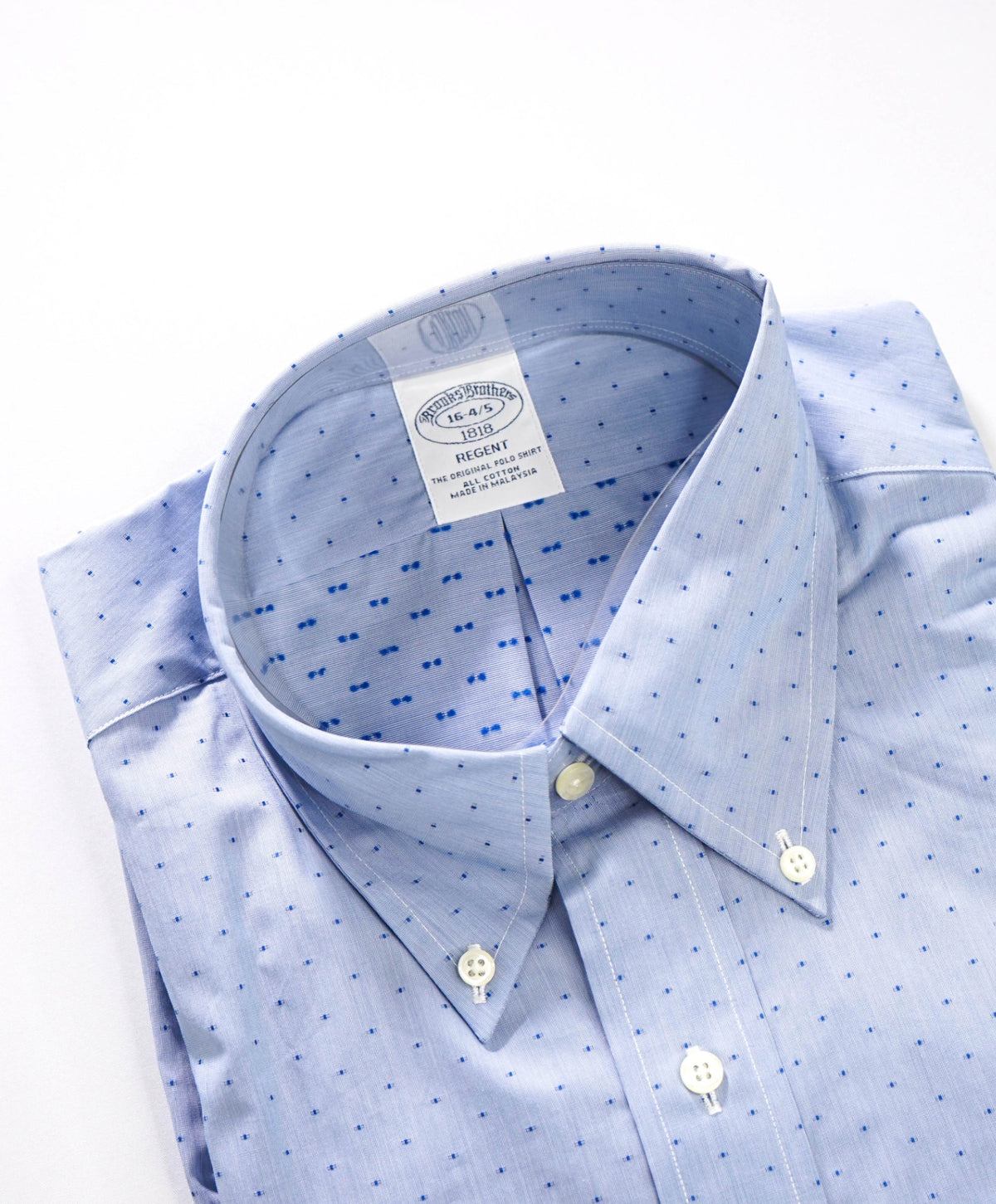 $128 BROOKS BROTHERS - Blue Micro Non-Iron "REGENT" Shirt - 16 - 34/35