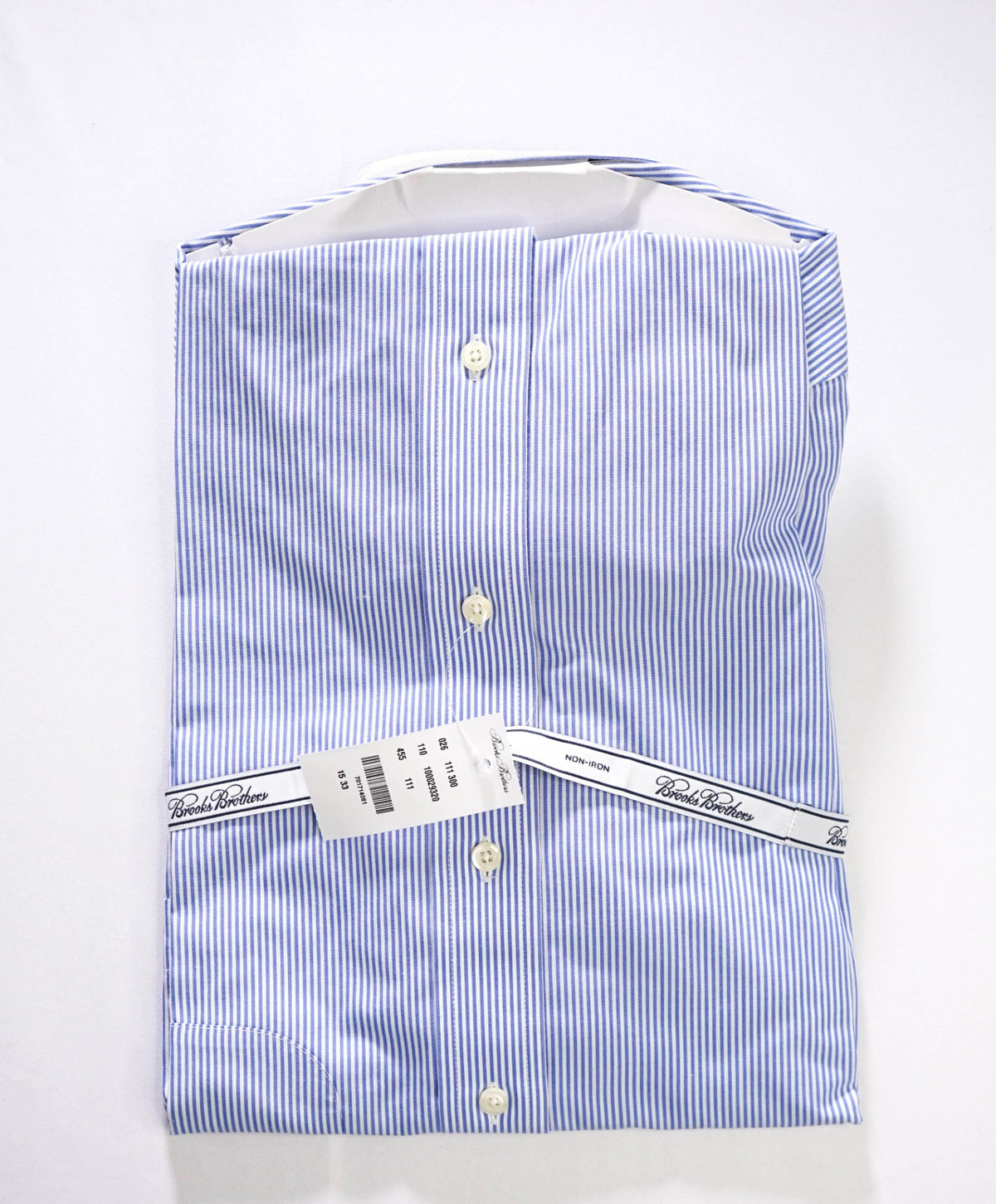 $128 BROOKS BROTHERS - Blue Stripe Non-Iron "REGENT" Shirt - 15 - 33